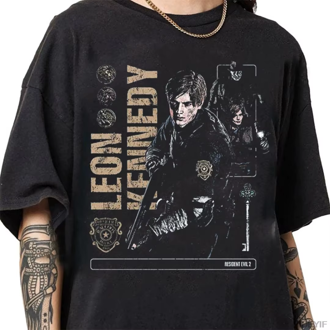 Leon Kennedy Resident Evil Biohazard, nouveau t-shirt pour hommes et femmes, haut pour garçons, t-sh