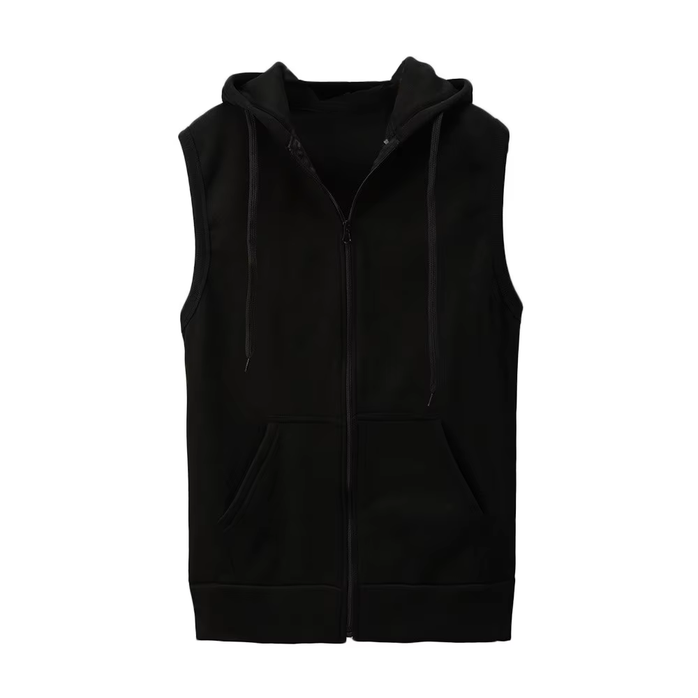 Sans manches solide gilet manteau mode hommes Blouse veste mince hauts à capuche chemise hommes mant