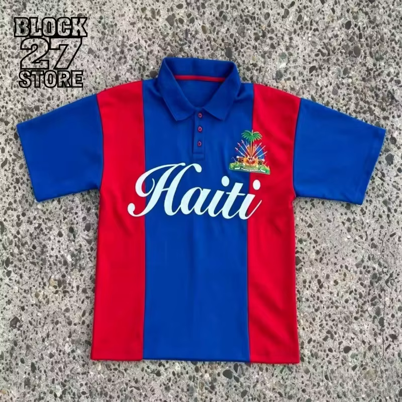 Polo pour homme, manches courtes, style rugby, color block rouge, bleu, blanc, Harajuku, unisexe, co