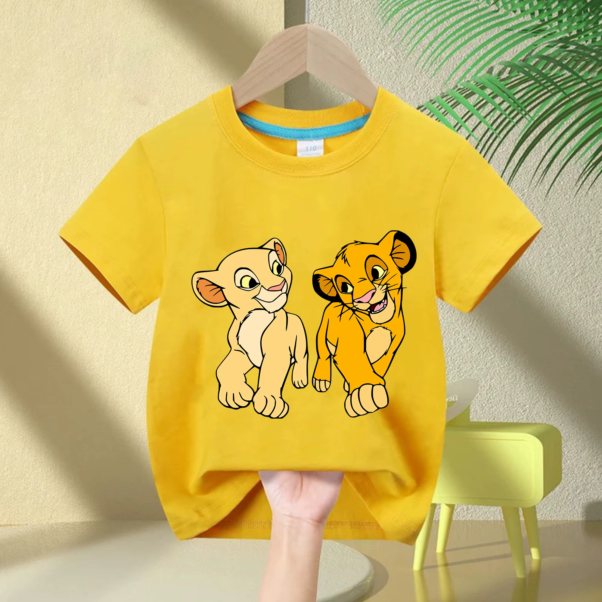 T-shirt Enfant Imprimé Roi Lion Simba Tendance et Cool, Coton Respirant Été 2026, Manches Courtes Pa