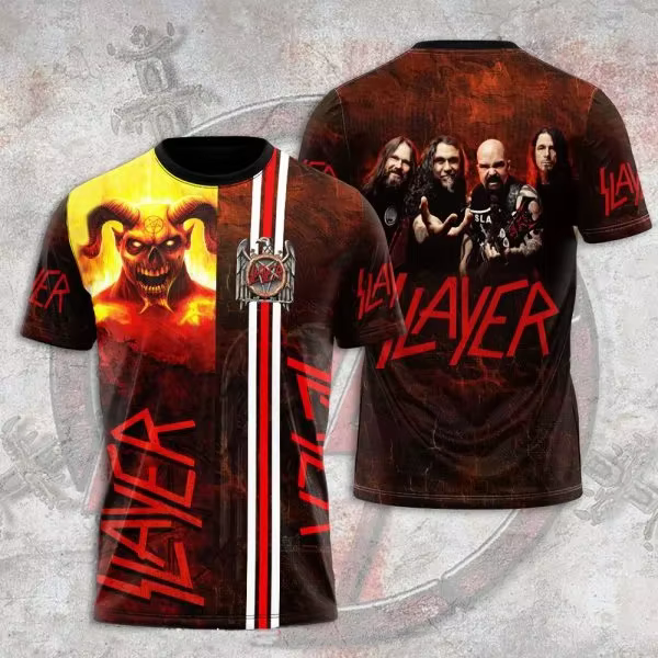 T-shirt pour homme tendance, groupe de rock Slayer, t-shirts imprimés en 3D, homme femme, hip hop, m