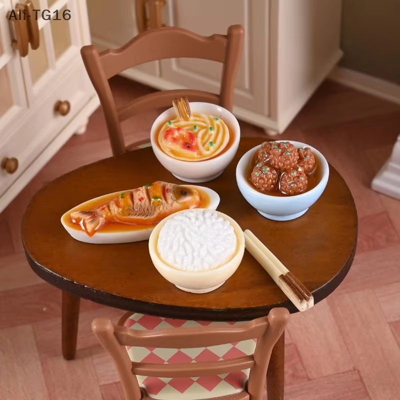 Plats chinois miniatures pour maison de poupée, modèles alimentaires, décoration de cuisine, maison