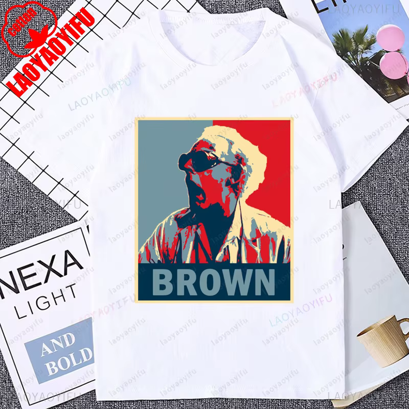Retour vers le futur classiques marron T-shirt à manches courtes décontracté mode coton T-shirt 80s 