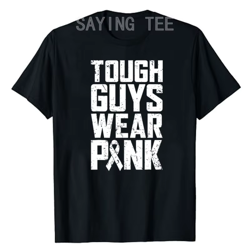 Tough Guile Wear-T-shirt rose de sensibilisation au cancer du sein pour hommes et garçons, t-shirt g