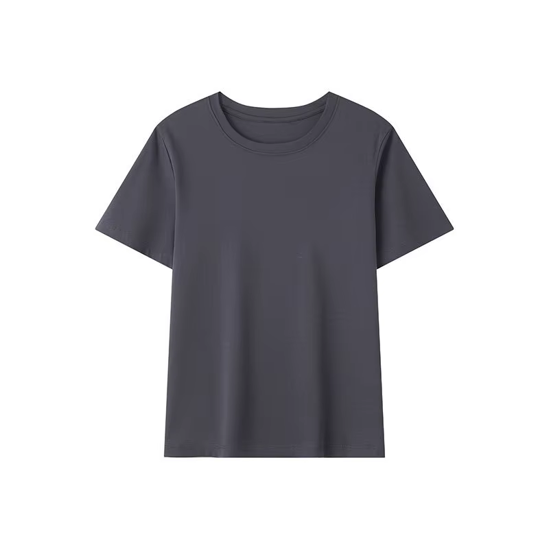T-shirt basique à manches courtes pour femme, col rond, en coton Supima, sensation de fraîcheur, dou