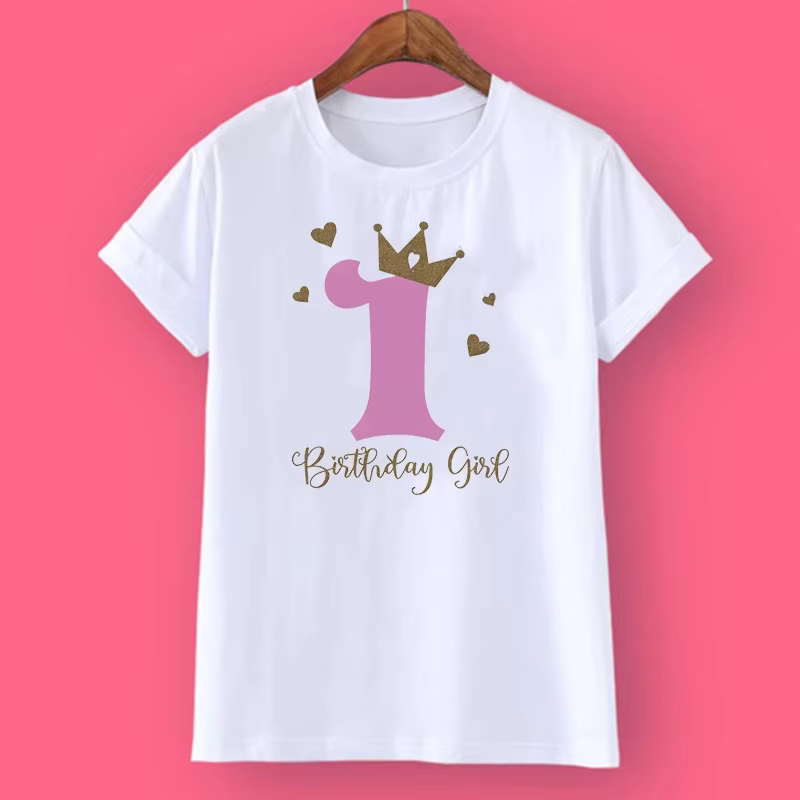 T-Shirt Personnalisé avec Couronne et Nom pour Fille de 1 à 10 Ans, Vêtements de ix, Cadeaux à la Mo