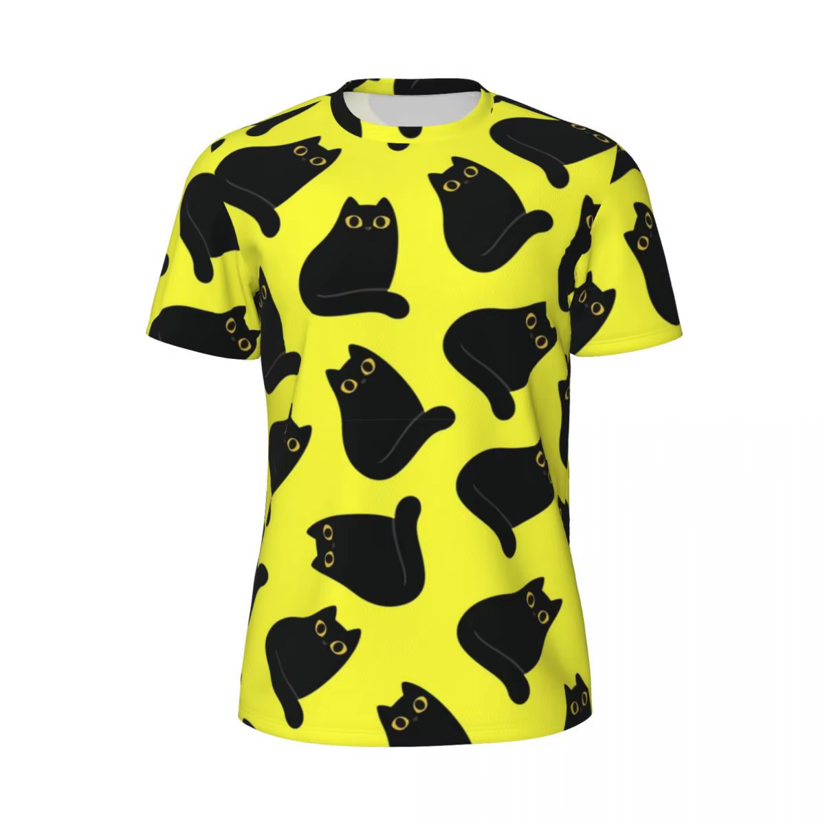 Vêtements de sport T-Shirt pour hommes mignon chat noir T-Shirts Hippie Meow imprimé Animal T-Shirts