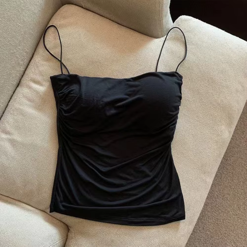 Débardeurs pour femmes avec soutien-gorge intégré, débardeurs à bretelles spaghetti pour femme, coul