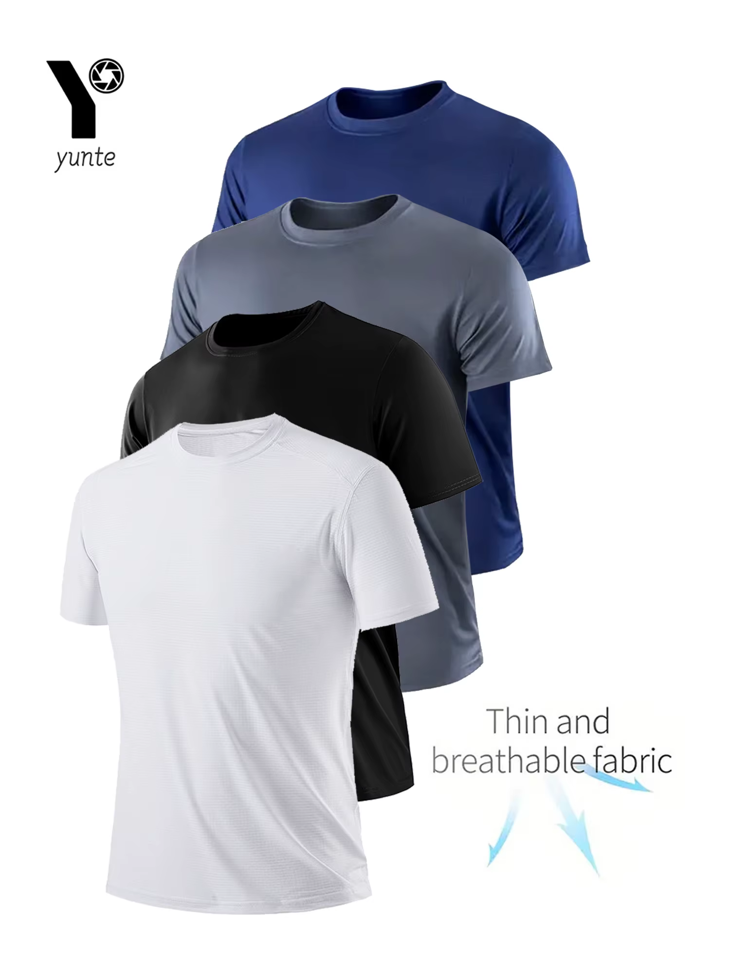 T-Shirt col rond 4 couleurs noir et blanc gris marine ultra-léger homme séchage rapide respirant che
