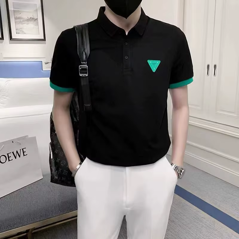 Kpop – Polo Chic et décontracté pour homme, vêtement vert uni, avec col, esthétique, nouveau, Street