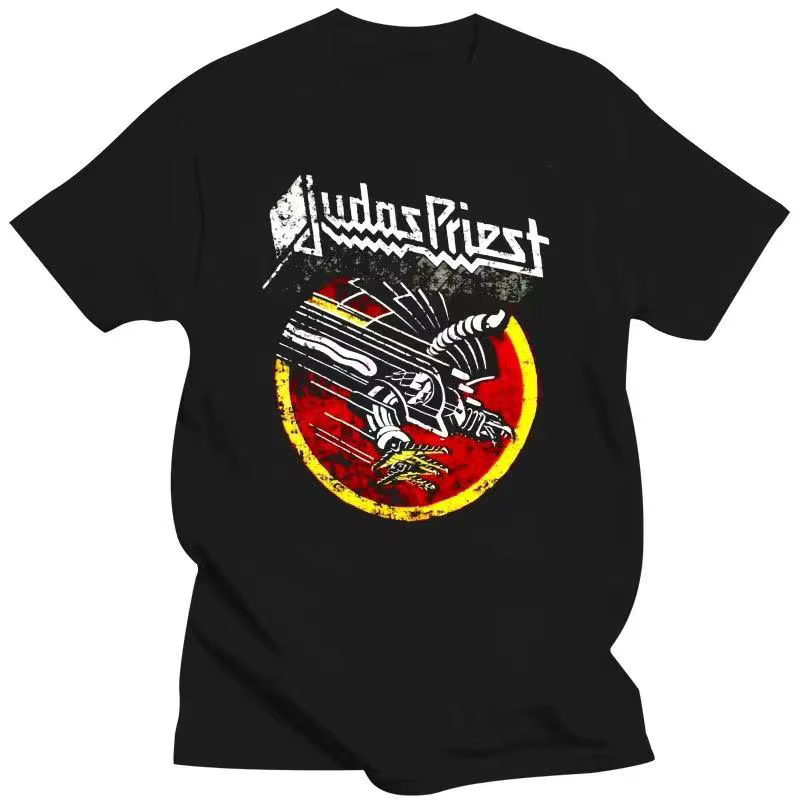 T-shirt Judas Priest pour hommes, noir, avec impression graphique, style rétro vintage