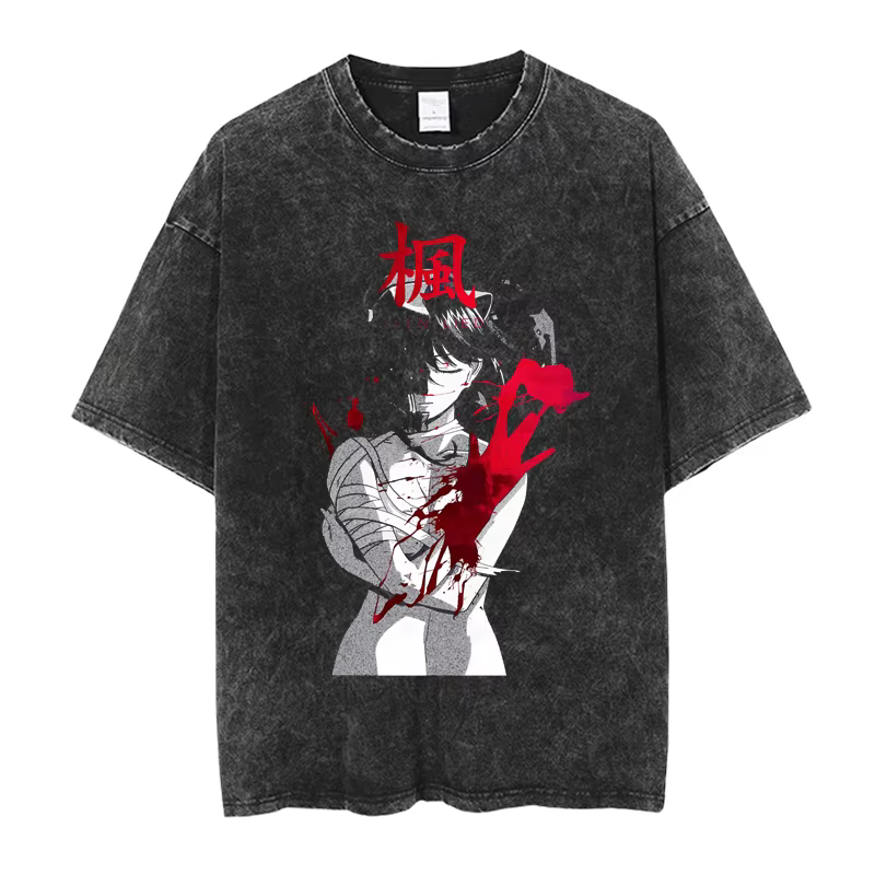 Elfen Lied Lucy Manga T-shirt graphique Vintage lavé surdimensionné T-shirt hommes femmes vêtements