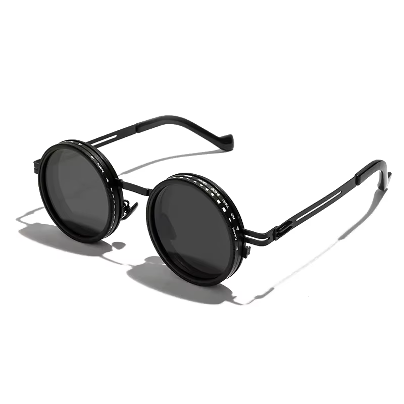 SHAUNA rétro métal rond Punk ND9 niveaux réglable gradation lunettes de soleil femmes polarisées UV4