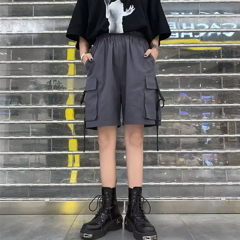 Short Cargo longueur genou pour femmes BF Couple jambes larges Cool Ins Empire outillage poches Vint