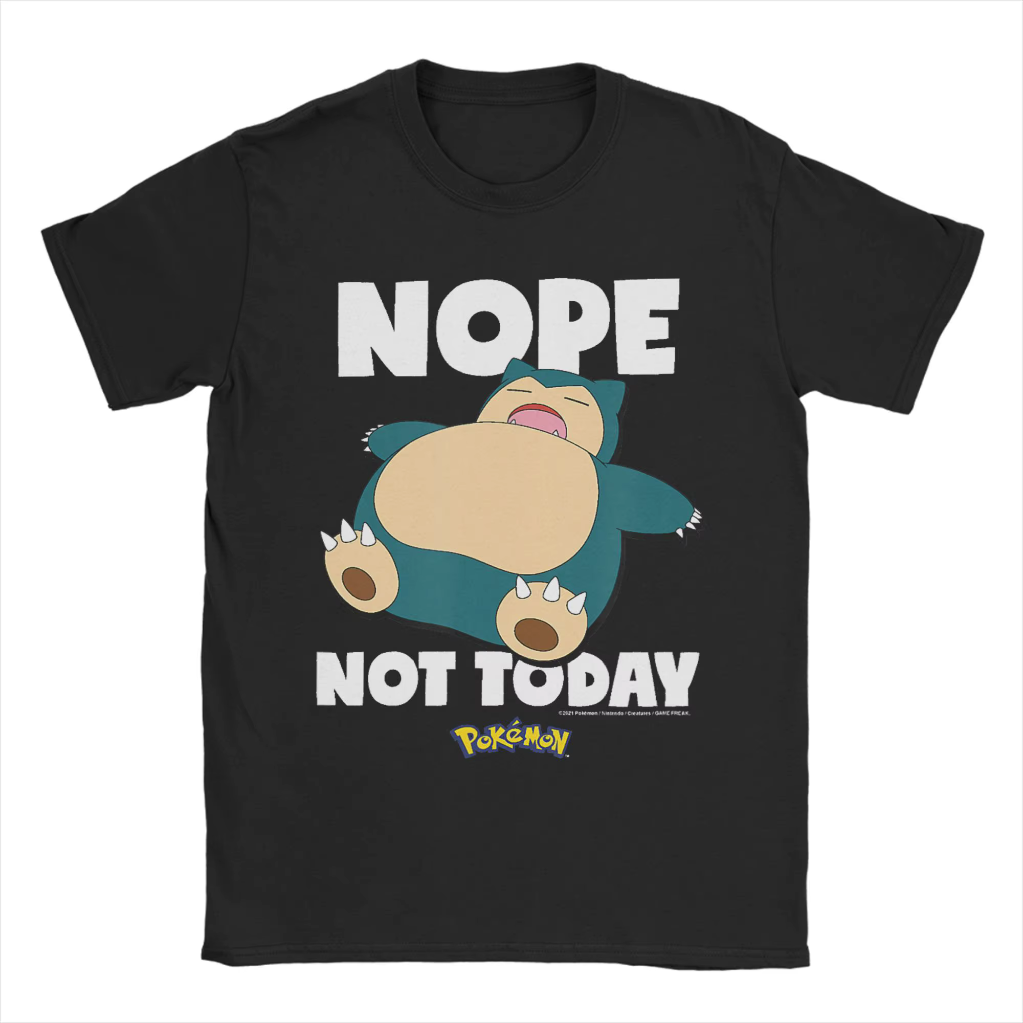 T-shirt imprimé Pokémon Anime Nope Not Today Snorlax pour hommes et femmes, hauts pour hommes, T-shi