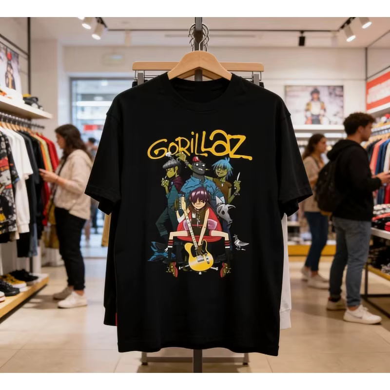 T-shirt noir alternatif de la groupe Gorillaz pour hommes, nouvelle mode décontractée d'été unisexe