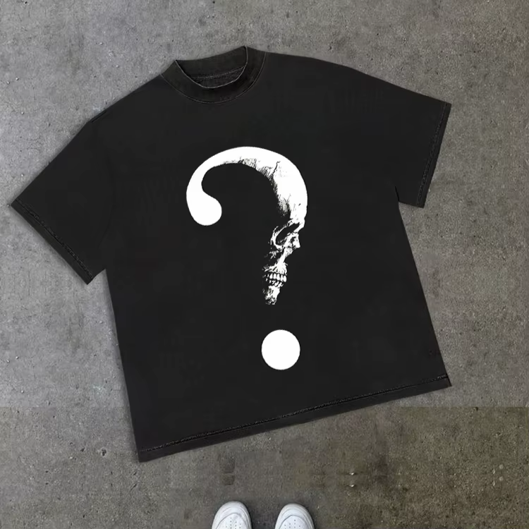 Vintage mille-pattes squelette graphique coton imprimé T-shirt hommes Y2K été manches courtes surdim