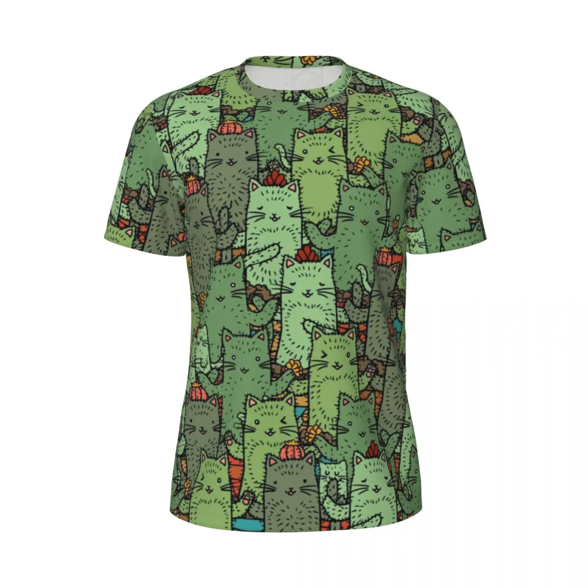T-shirt de sport pour hommes, T-Shirts chat drôle, jardin de Cactus populaire, T-Shirts d'été col ro