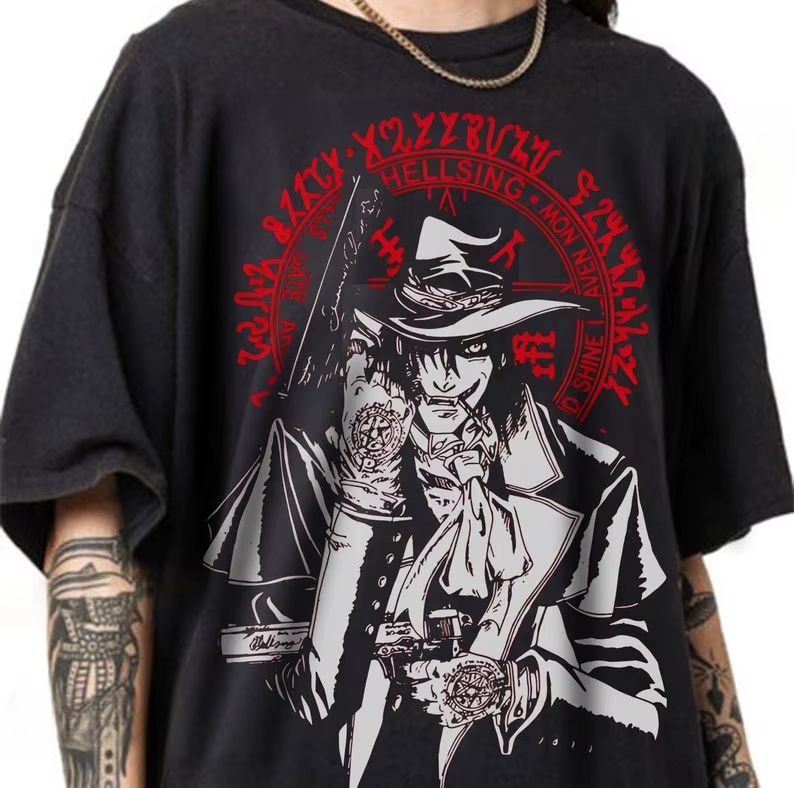 T-shirt Anime Hellsing, T-shirt Inspiré Anime Alucard Noir - Cadeau Anime