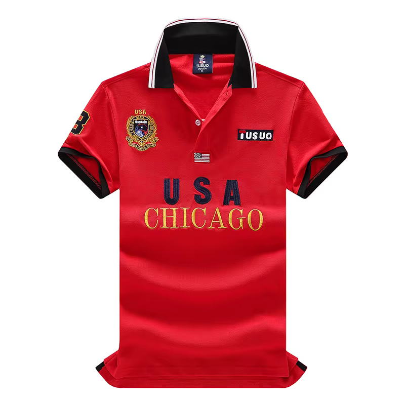 Polo en coton pour homme, America Chicago Royal, loisirs, sports, fête, littérature, luxe, couleur c