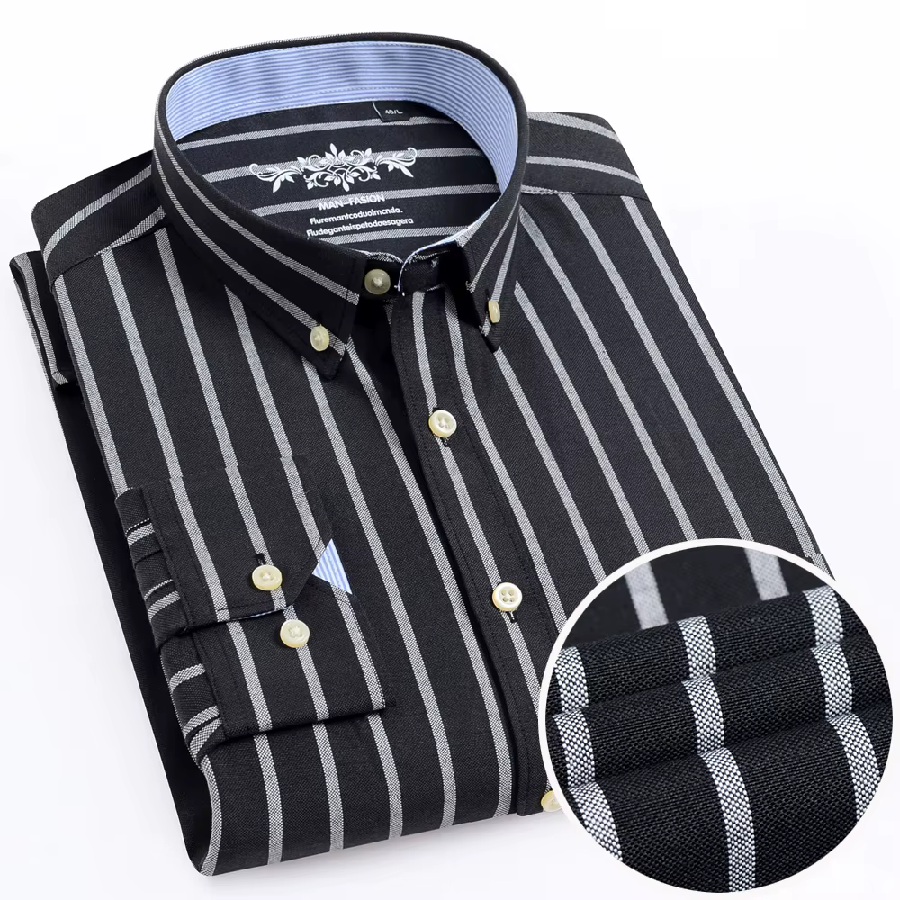 Chemise de travail Oxford à manches longues pour hommes, avec poche plaquée unique, Design Simple, b