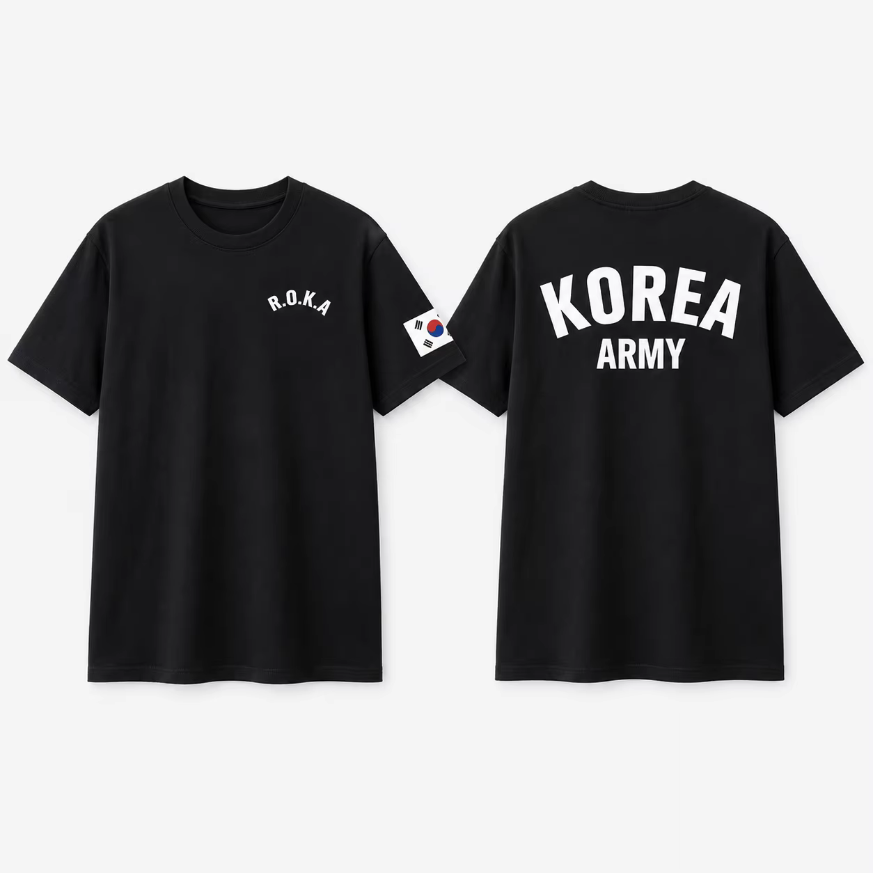 T-shirt en coton de style tactique avec imprimé drapeau de l'unité militaire ROKA de l'armée coréenn