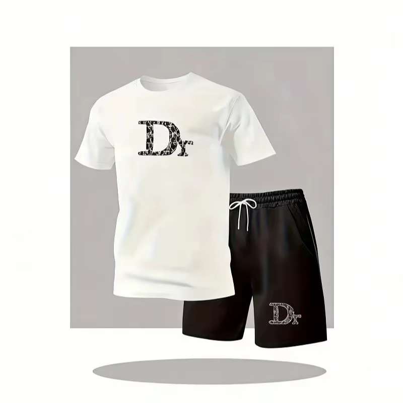 Ensemble t-shirt à manches courtes et short décontracté pour homme, été, nouvelle mode, sportif, tis