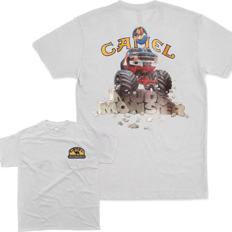Rétro voiture chameau Cigarettes T-Shirt Vintage couverture en coton T-Shirt à manches courtes décon