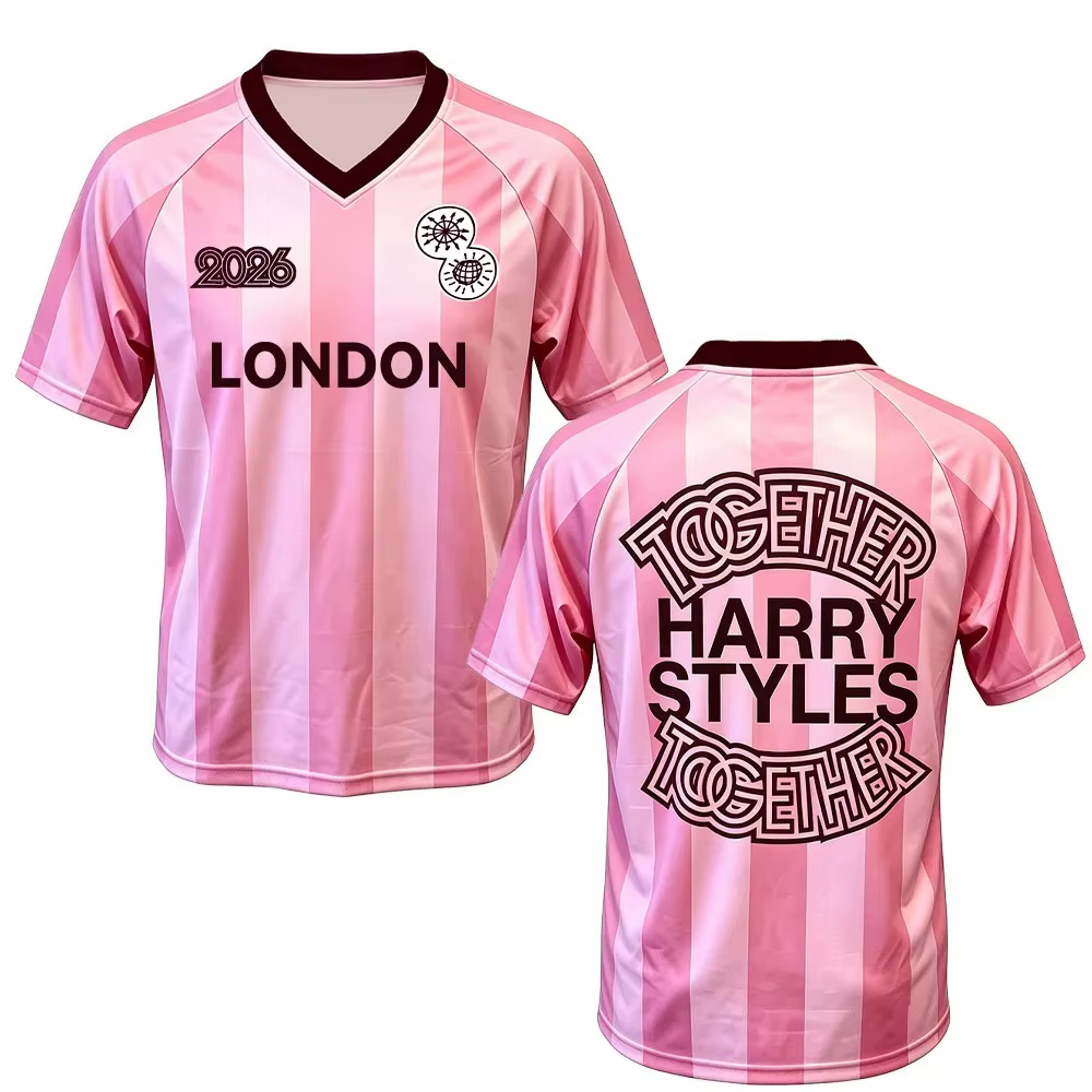 Nouveau Maillot de Foot Rose Harry Styles Together Tour 2026 – Arrivages Chemises Homme Femme Été Co