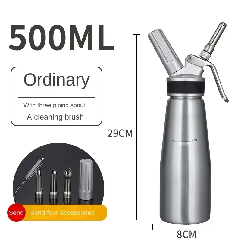 Distributeur de crème fouettée 500/1000ML, fouet de crème fraîche avec buses manuelles, décoration p