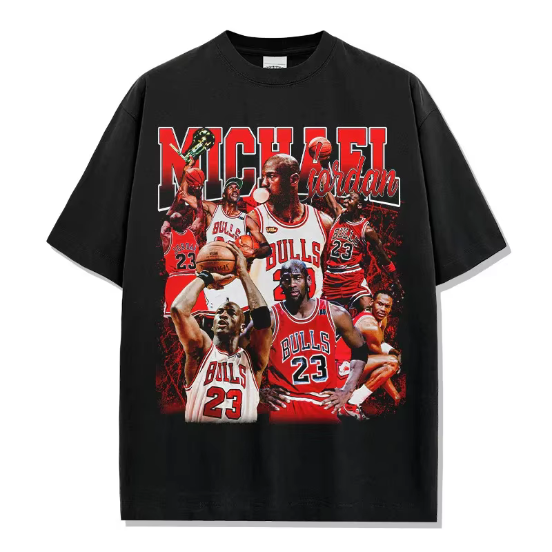 T-shirt graphique vintage Michael Jordan GOAT, col rond surdimensionné, coton doux, respirant, Y2K, 