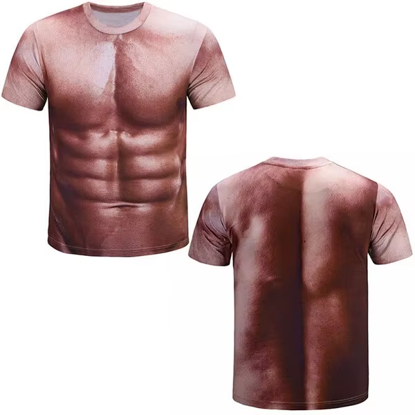 T-shirt drôle avec tatouage musculaire, impression 3D, pour hommes, t-shirt drôle à manches courtes,