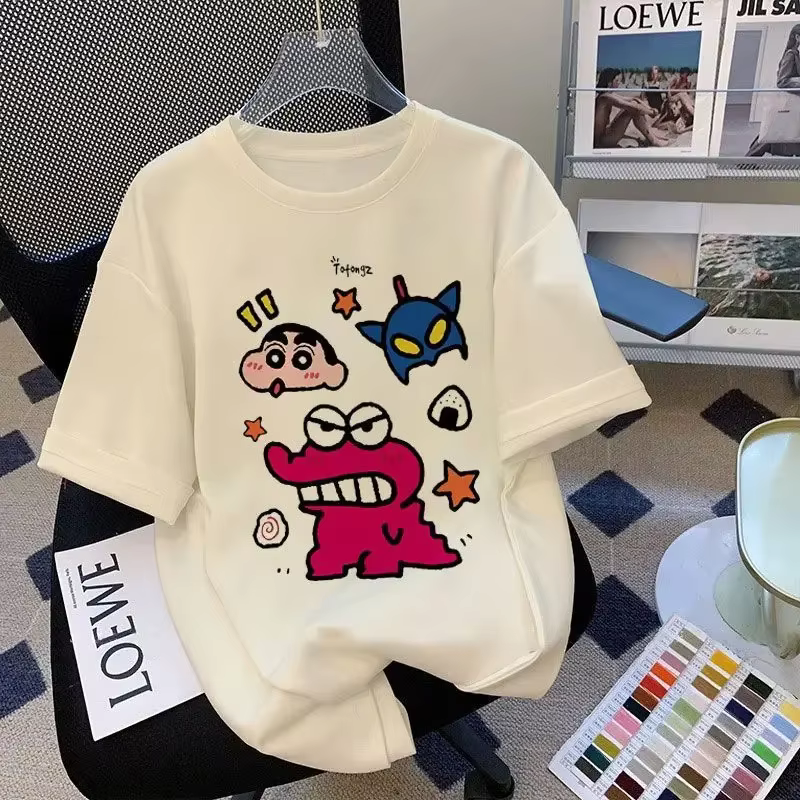Crayon Shin Chan 100% pur coton japonais imprimé T-shirt à manches courtes pour les femmes été nouve