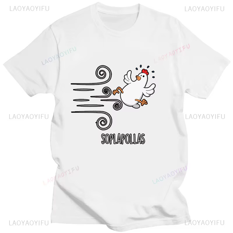 ME SUDA LA POLLA mignon poulet dessin animé imprimé t-shirt hommes femmes décontracté coton unisexe