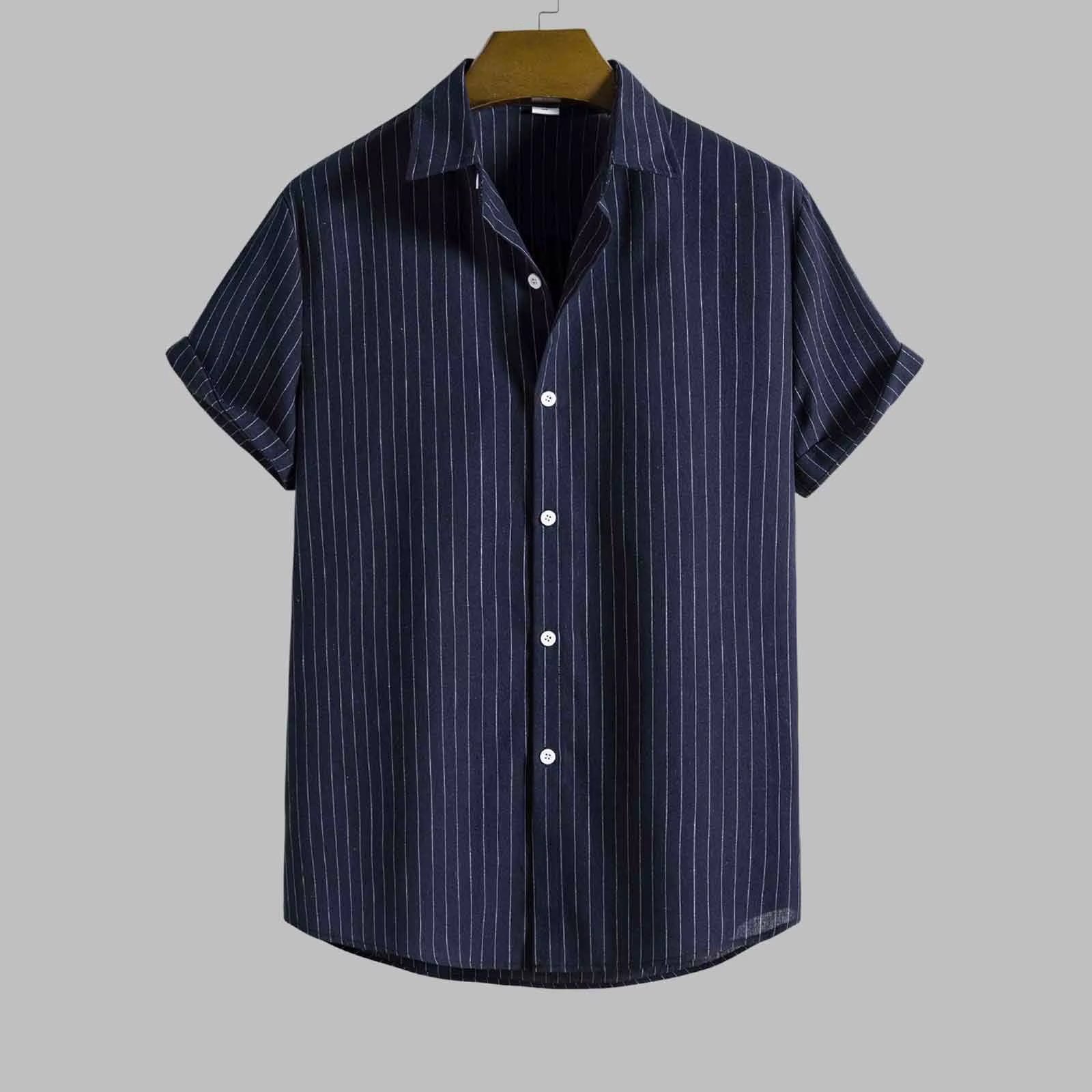 Chemises d'été pour hommes, imprimé rayé, chemise de plage hawaïenne, revers, manches courtes, hauts