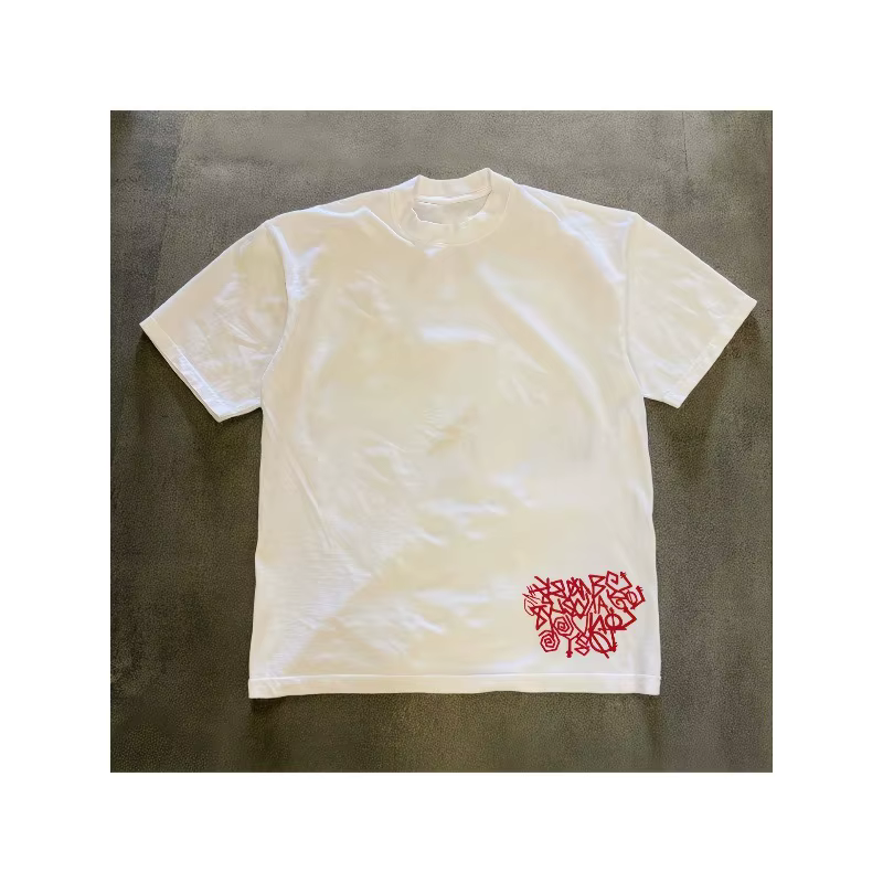 T-shirt à manches courtes avec imprimé rose abstrait rouge, t-shirts décontractés unisexes pour homm