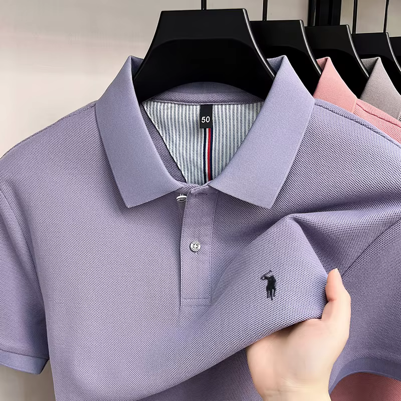 luxe Pony broderie manches courtes Polo chemise 100% coton haut de gamme marque hommes nouvelle mode