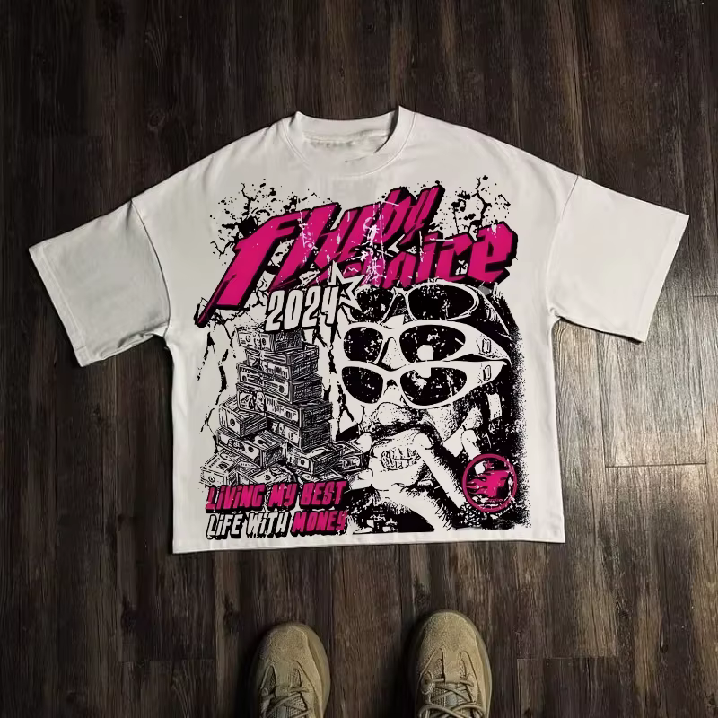 T-shirt graphique hommes femmes haut Vintage Hip Hop Streetwear surdimensionné T-shirt à manches cou
