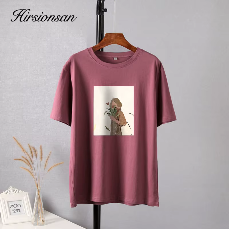 Hirsionsan – t-shirt en coton imprimé graphique Harajuku pour femme, haut coréen doux et ample, esth