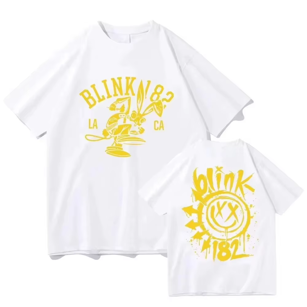 T-shirt classique Blink 182 Band World Tour, en coton, avec image graphique, pour hommes et femmes, 