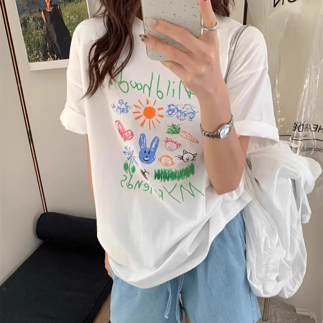 T-shirt pour femme, imprimé floral vintage, col rond, haut d'été, confortable, respirant, vêtements 