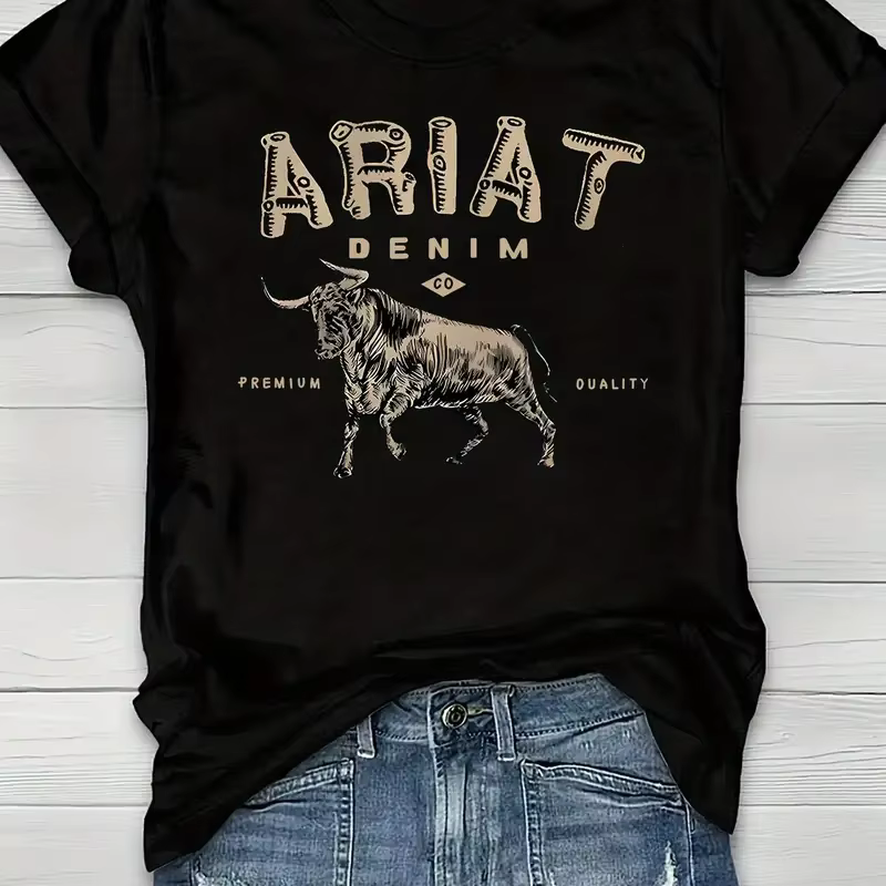 Vache imprimé col rond T-Shirt décontracté à manches courtes T-Shirt été femmes vêtements graphique 