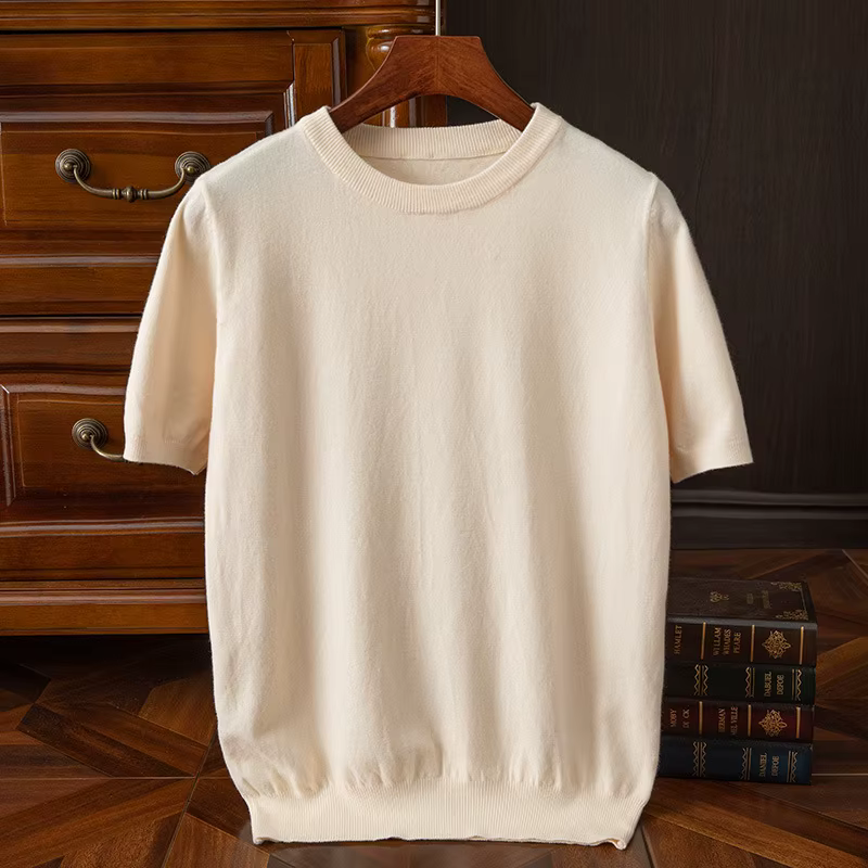 Smile Fine Mer37Wool Base Layer T-Shirt for Men, Wicking Respirant, Cashmere GlaT-shirt, Y-10 Colors