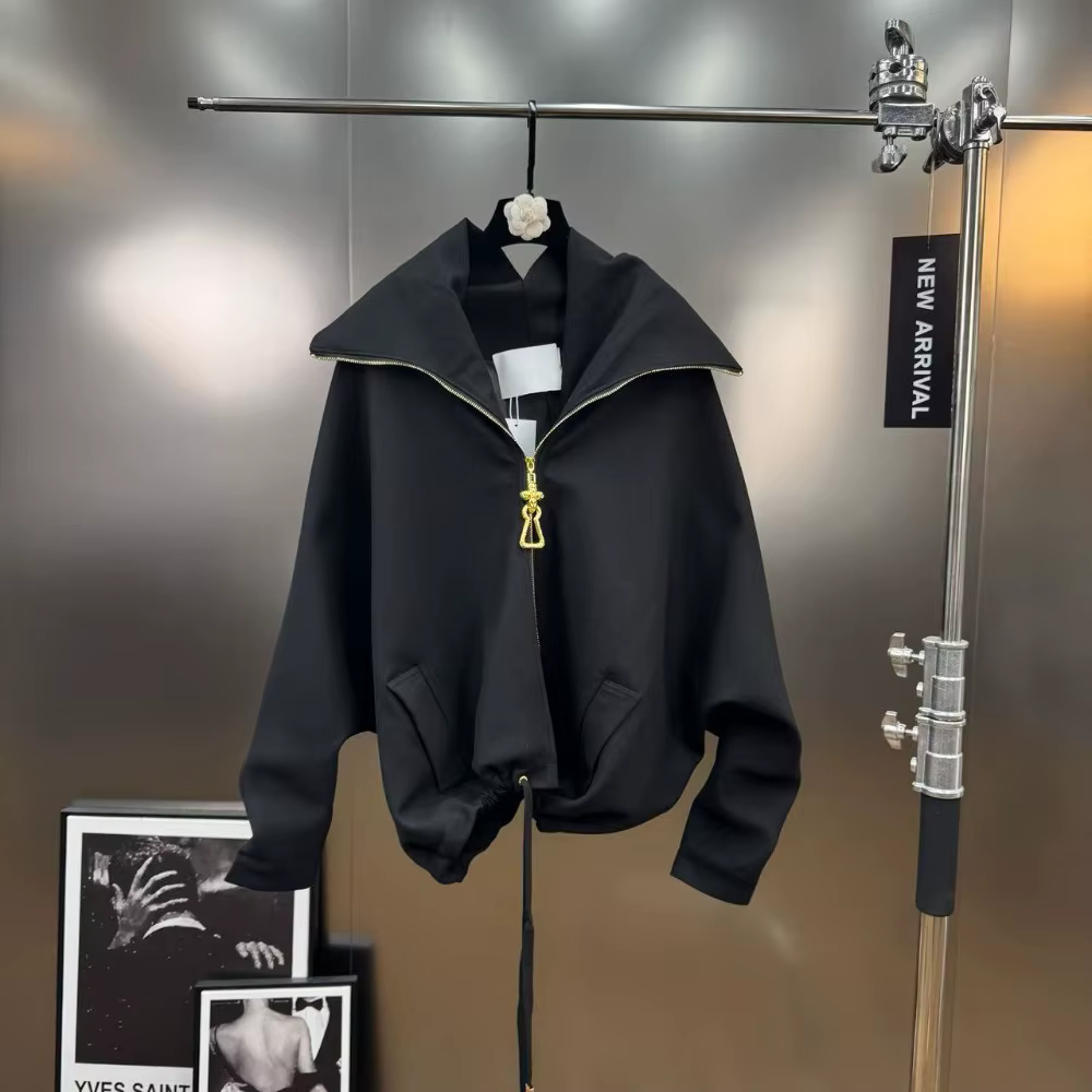 CHICEVER Solide Tempérament Lâche Sweatshirt pour Femmes Revers Spliced Zipper À Manches Longues Bas