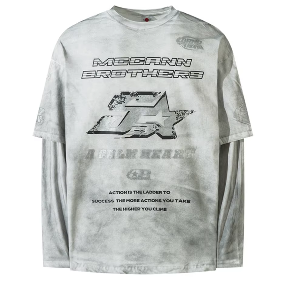 Harajuku Vintage surdimensionné T-shirts hommes Streetwear Hip Hop à manches longues T-shirts lavé r