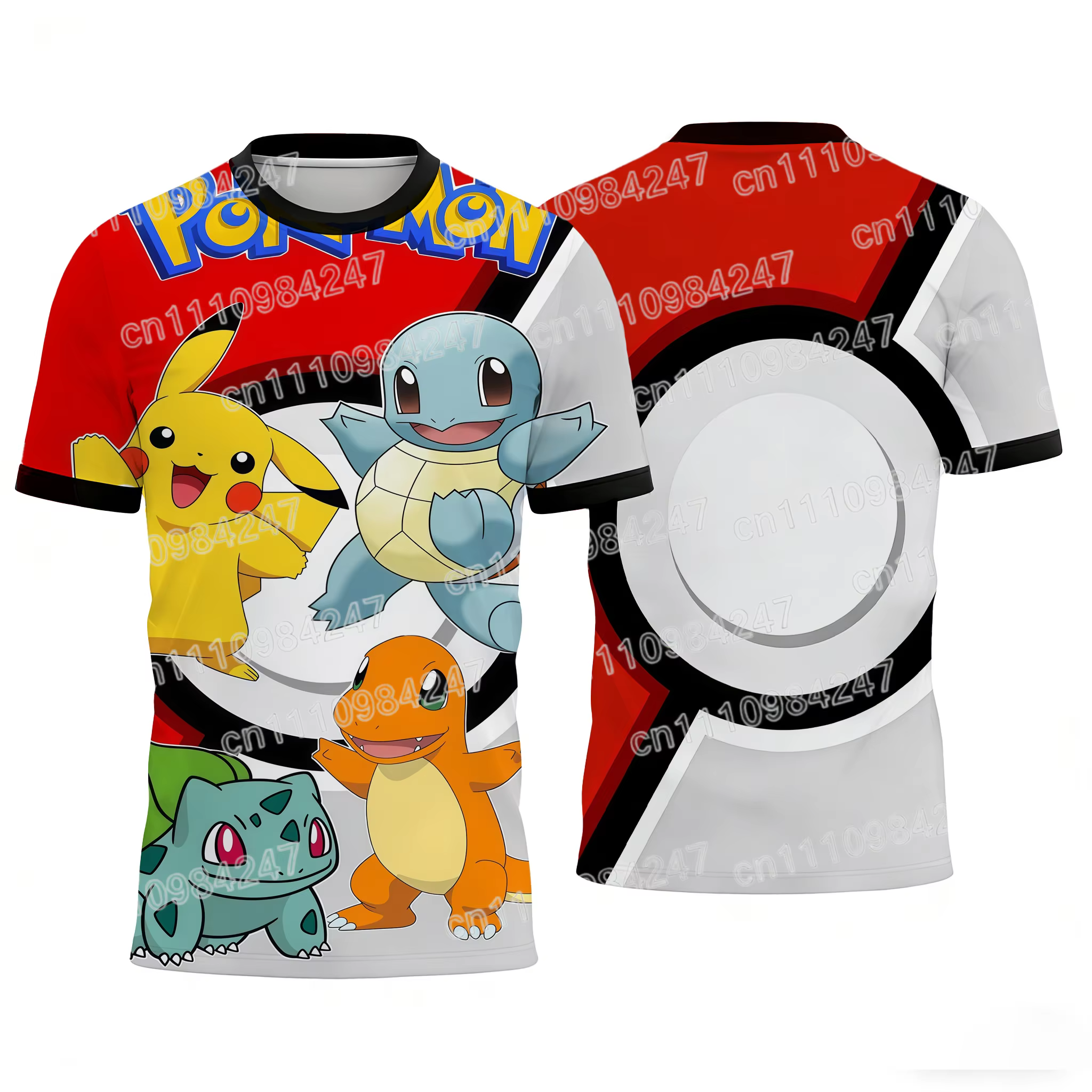 Nouveaux T-shirts assortis pour la famille Pokémon 2026, imprimés, décontractés, à manches courtes, 