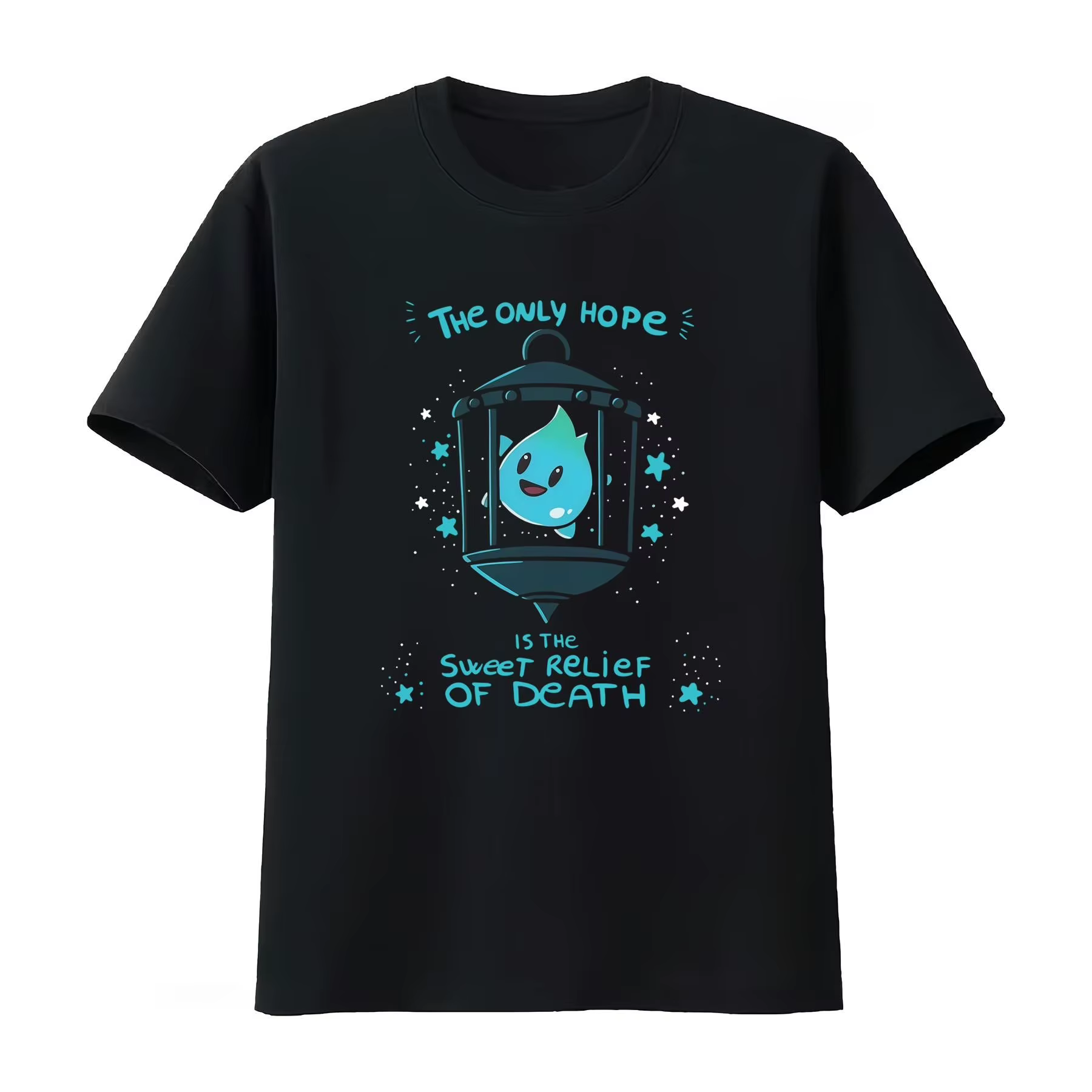 T-shirt Lumalee « L'unique espoir est la douceur de la délivrance de la mort » avec motif lune et ét