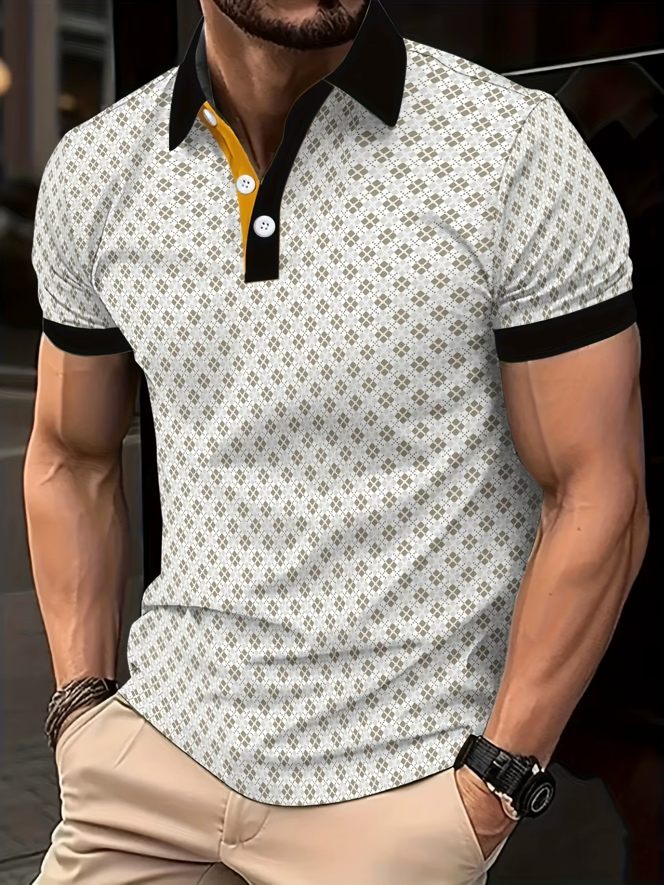 Nouveau style été 2026 – Polo homme à manches courtes avec motif pois 3D – Confortable, doux et resp