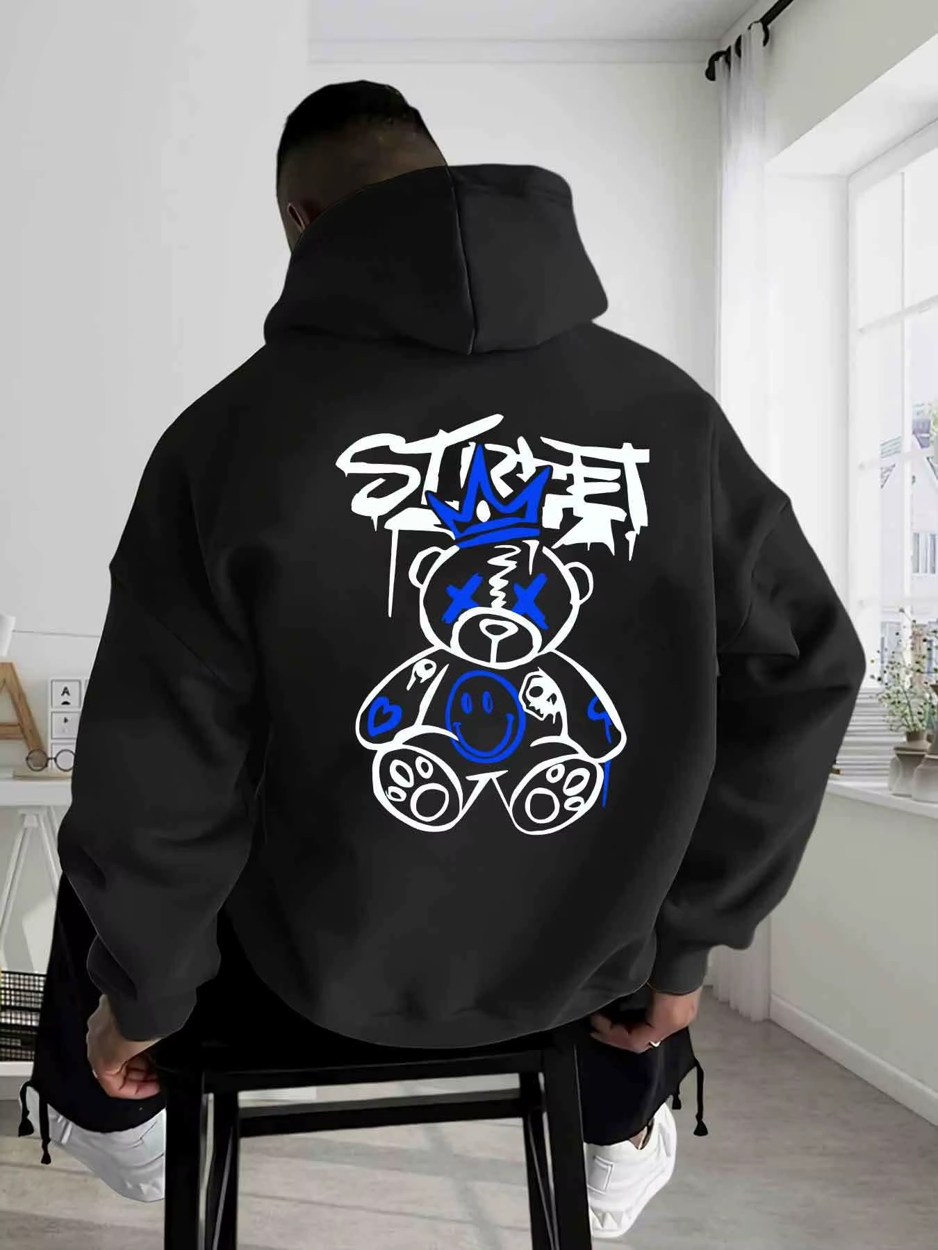 Sweat à capuche en pur coton pour hommes et femmes, impression graphique de visage bizarre, marque d