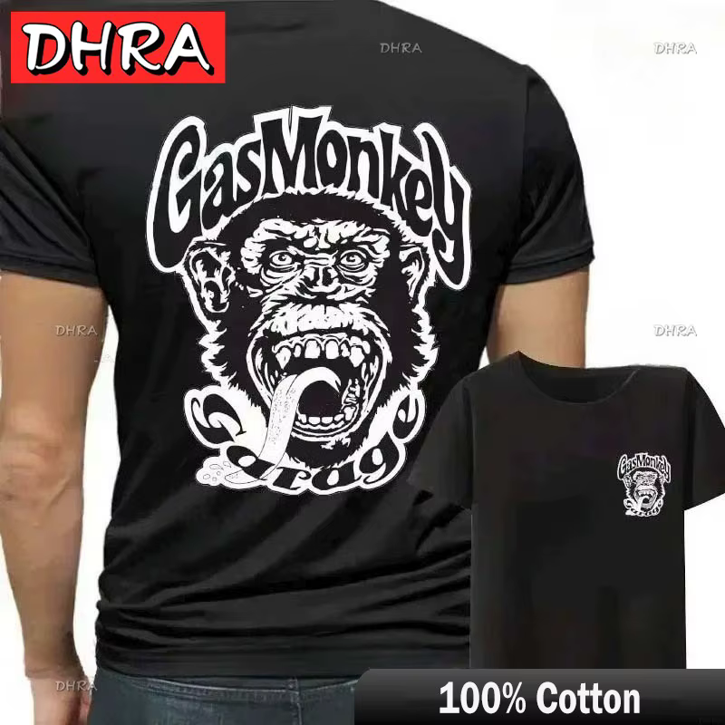 T-shirts en coton pour hommes Gas Monkeys Garage Piston, impression recto-verso, t-shirts cool pour 